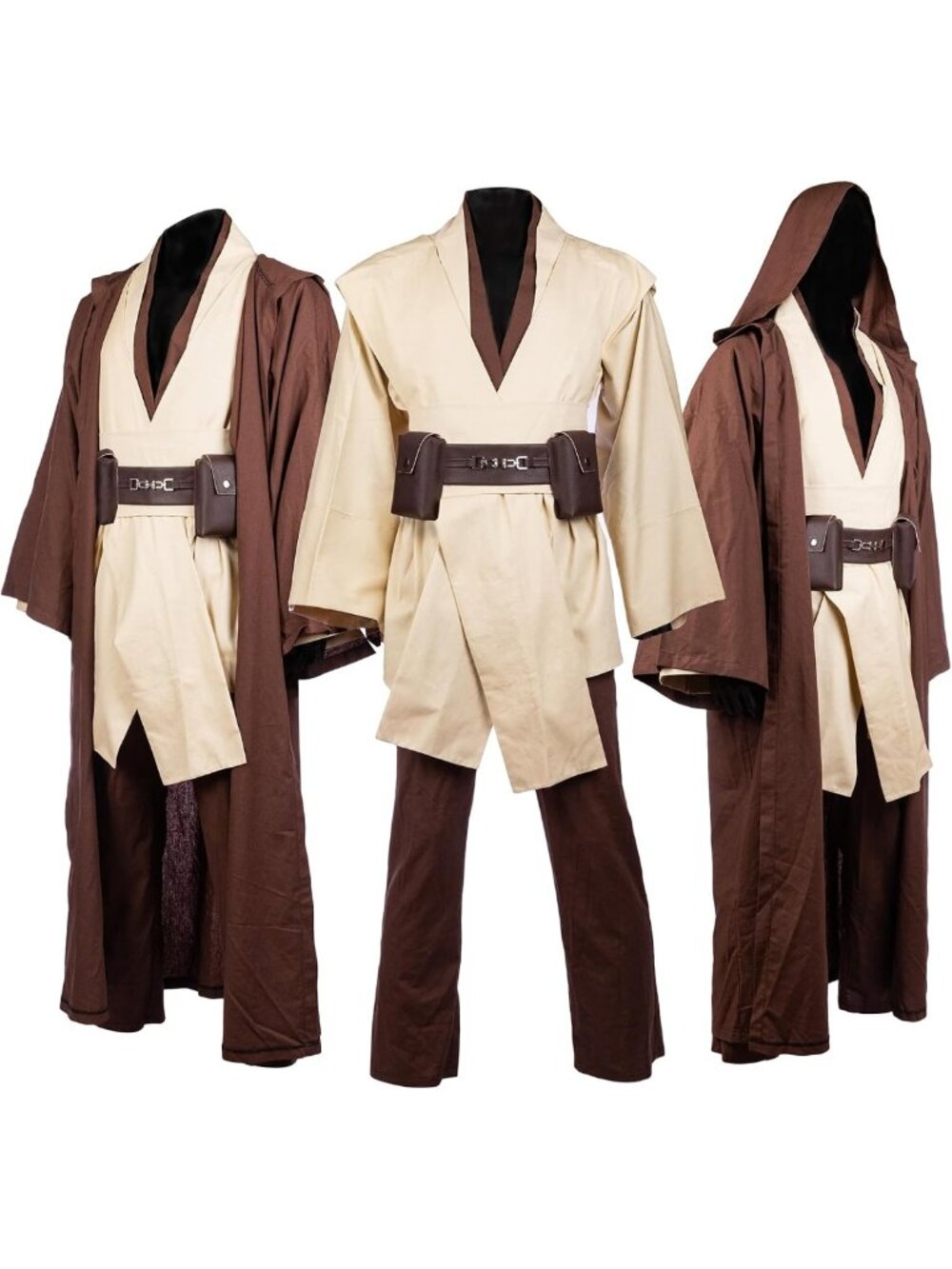 Men's Hooded Costume Robe Tunic Set - Adult Halloween Cosplay Cloak Outfit